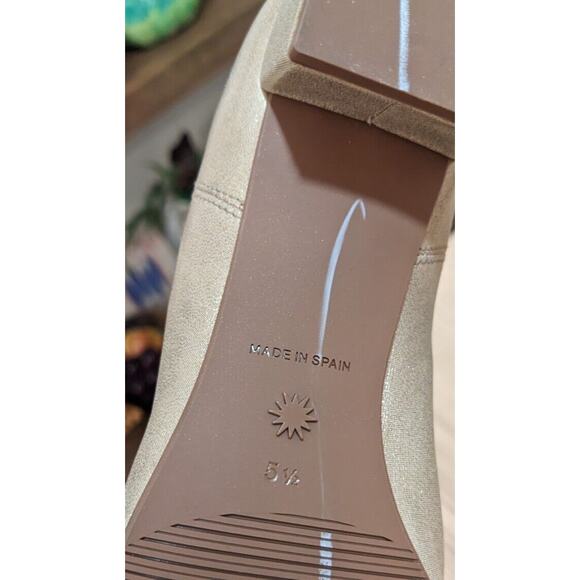 Stuart Weitzman Ernestine Metallic Gold Leather Stretch Suede Mid Calf Boot - Picture 6 of 7